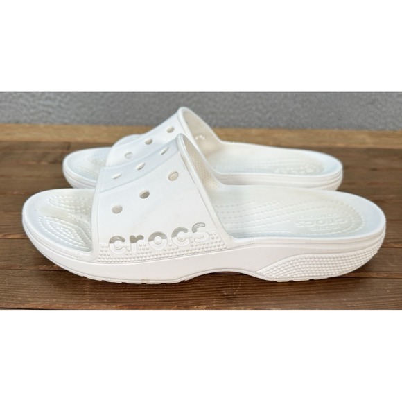 Crocs Sandals Mens 6 Womens 8 White Baya II Slide Croslite Outdoors Casual - Picture 1 of 10
